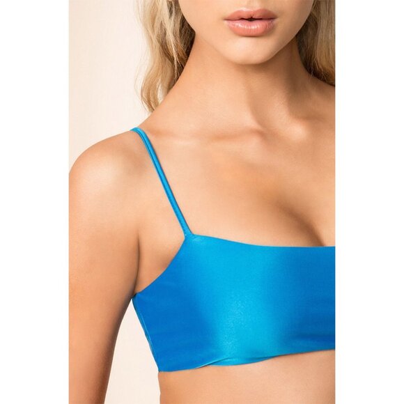 NWT superdown‎ Annette Bikini Top One Shoulder Swim Bathing Suit Teal XX Small - Picture 2 of 8